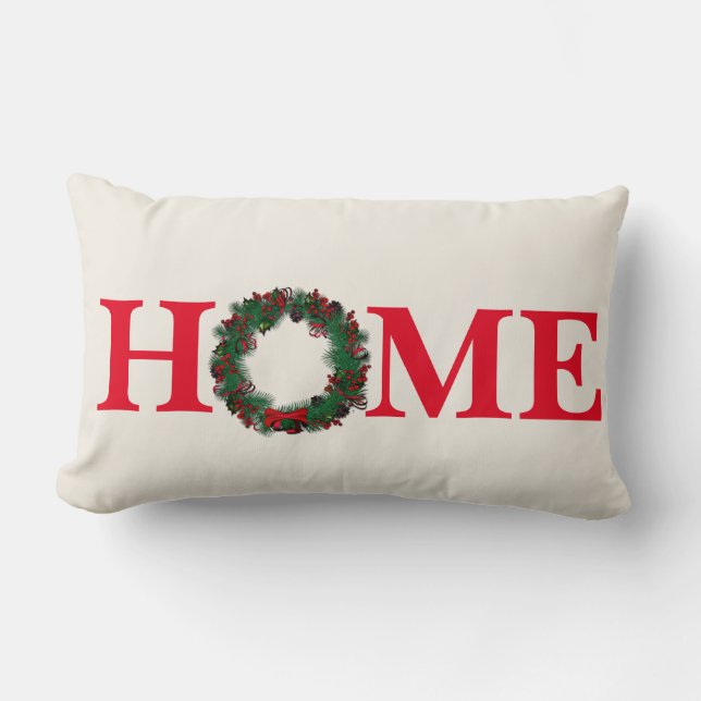 Holiday Christmas Wreath Throw Pillow (Front)
