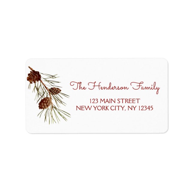 Holiday Christmas Wreath with Pine Cone Branch Label (Front)
