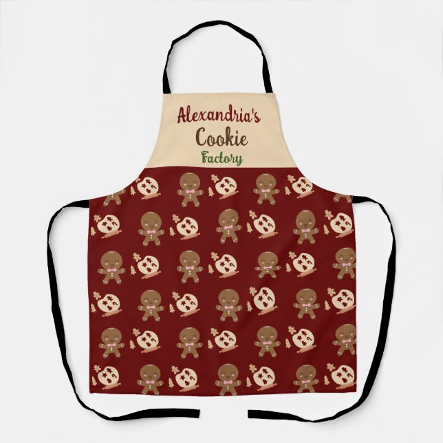 Holiday Christmastime Fun Family Name Cookie Baker Apron (Front)