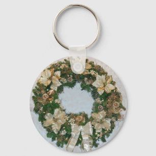 Holiday ChristmasWreath Key Ring