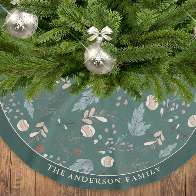 Holiday Classic Floral Winter Greenery Christmas Brushed Polyester Tree Skirt (Creator Uploaded)