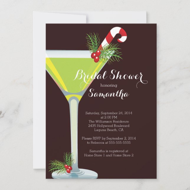 Holiday Cocktail Bridal Shower Invitation (Front)