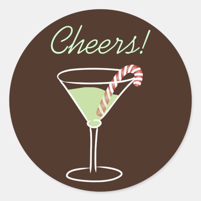 Holiday Cocktail Cheers Classic Round Sticker (Front)