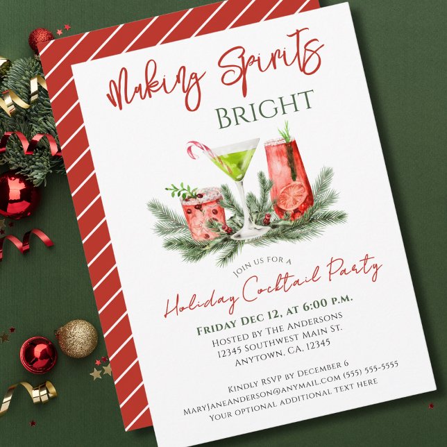 Holiday Cocktail Party Festive Drinks Invitation (Creator Uploaded)