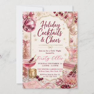 Holiday Cocktails & Cheer Cosmopolitan Christmas Invitation