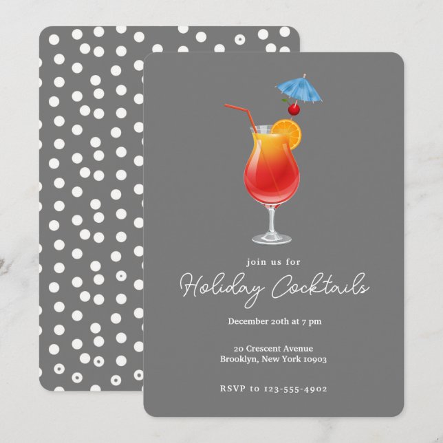 Holiday Cocktails Drinks Christmas Party  Invitation (Front/Back)