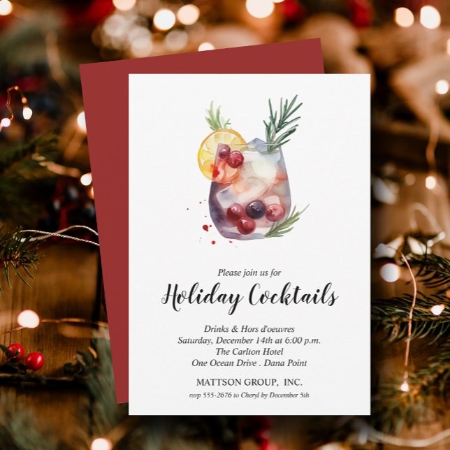 Holiday Cocktails Festive Christmas Party Invitation (Creator Uploaded)