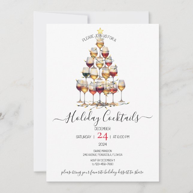 Holiday Cocktails Festive Drinks Christmas Party  Card (Front)