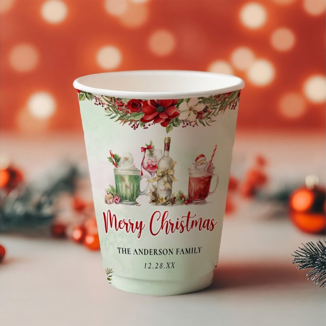 Holiday Cocktails Festive Drinks Christmas Party Paper Cups (Creator Uploaded)