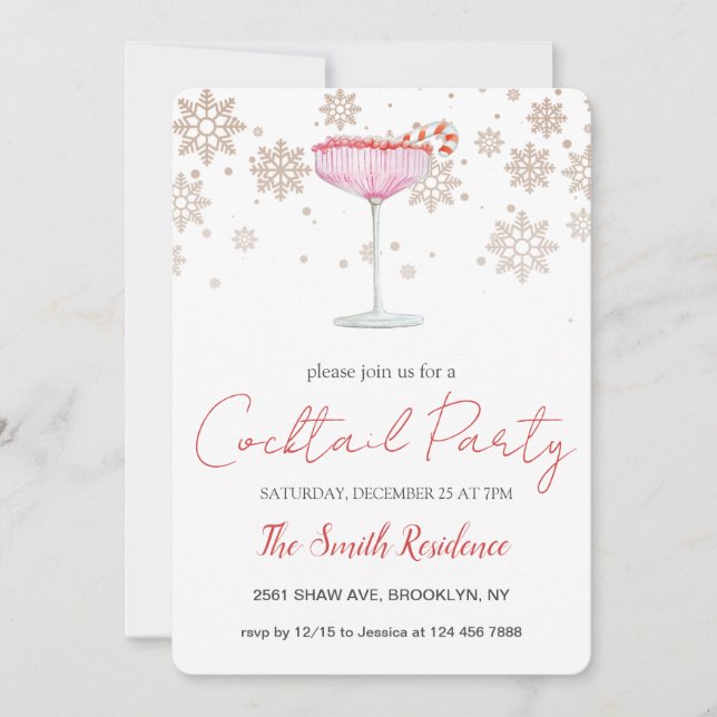 Holiday Cocktails Festive Drinks Cute Invitation (Front)