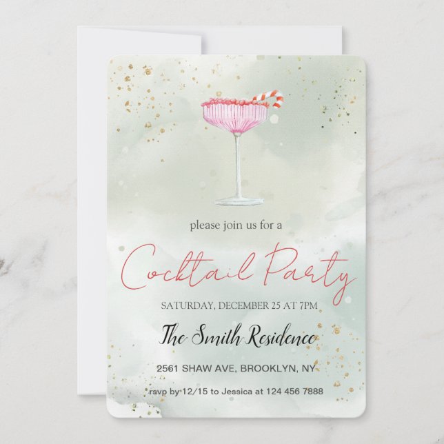 Holiday Cocktails Festive Drinks Cute Invitation (Front)
