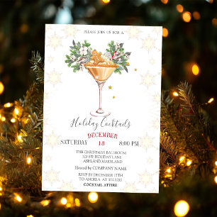 Holiday Cocktails Gingerbread Cookie Christmas  Invitation