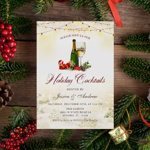 Holiday Cocktails Modern Festive Christmas Party Invitation