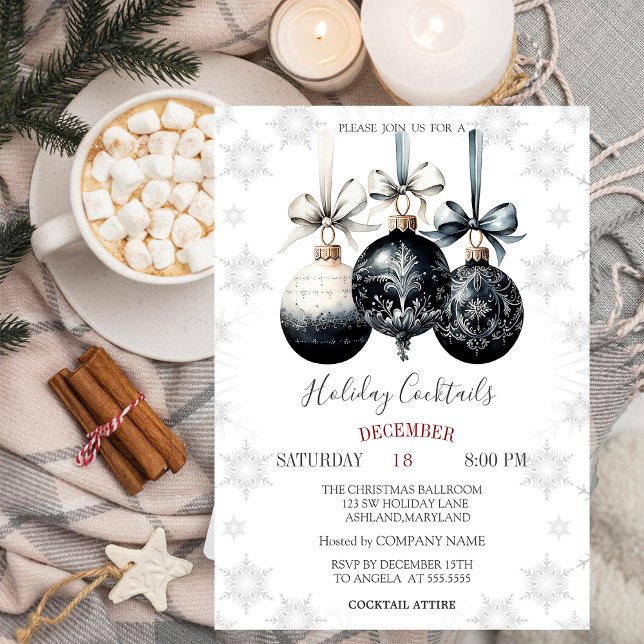 Holiday Cocktails Snowflakes Christmas Balls Invitation (Creator Uploaded)