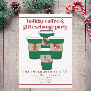 Holiday Coffee & Gift Exchange Christmas Party Invitation