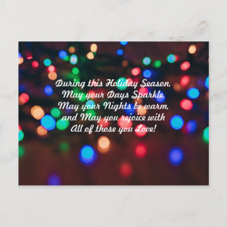 Holiday Colourful Sparkling Lights with Poem Postcard