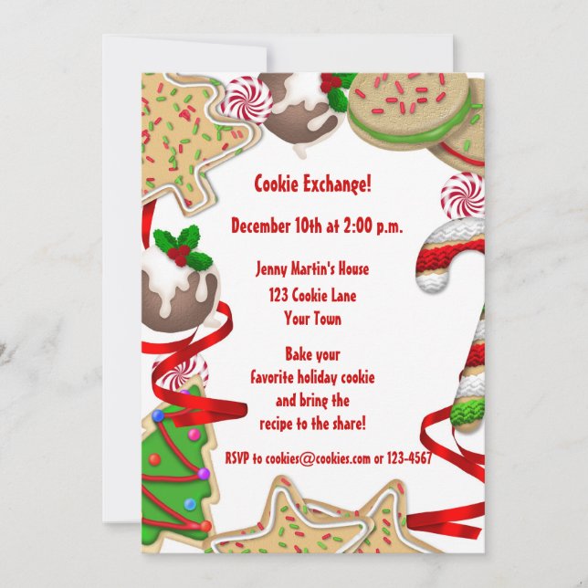 Holiday Cookie Border Exchange Invitation (Front)