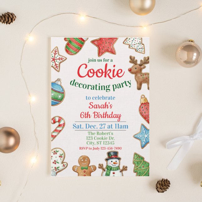 Holiday Cookie Decorating Birthday Party Invitation (Creator Uploaded)