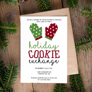 Holiday Cookie Exchange Party Christmas Oven Mitts Invitation
