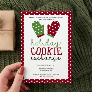 Holiday Cookie Exchange Party Christmas Oven Mitts Invitation