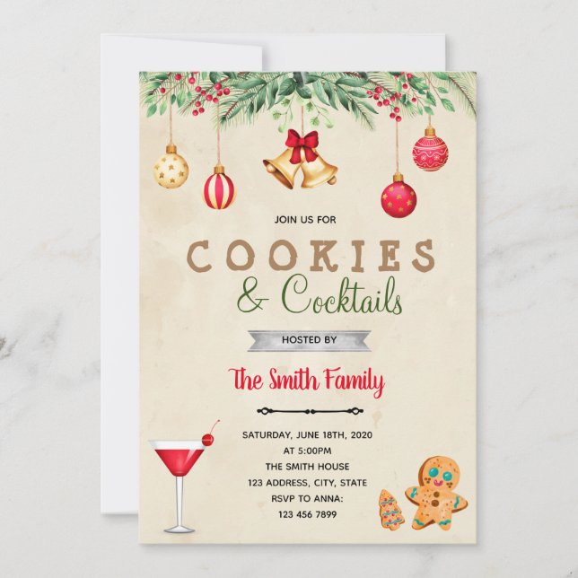 Holiday cookies and cocktail invitation (Front)