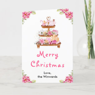Holiday Cookies and Cocoa Pink Merry Christmas Card