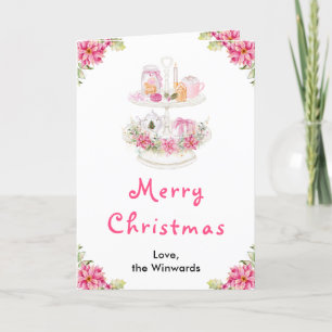 Holiday Cookies and Cocoa Pink Merry Christmas Card