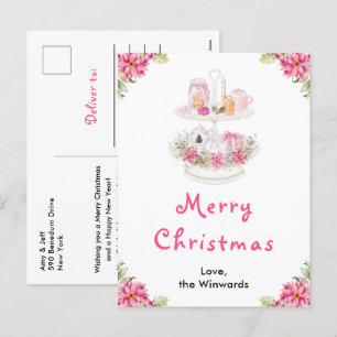 Holiday Cookies and Cocoa Pink Merry Christmas Postcard