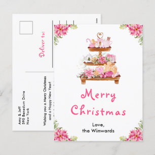 Holiday Cookies and Cocoa Pink Merry Christmas Postcard