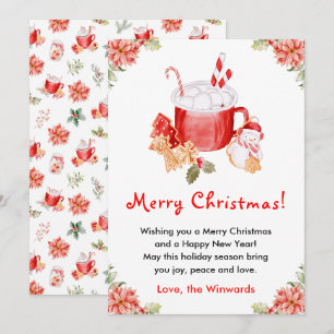 Holiday Cookies and Cocoa Red Merry Christmas Card