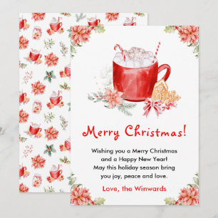 Holiday Cookies and Cocoa Red Merry Christmas Card