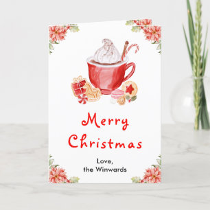 Holiday Cookies and Cocoa Red Merry Christmas Card