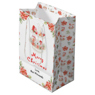 Holiday Cookies and Cocoa Red Merry Christmas Medium Gift Bag
