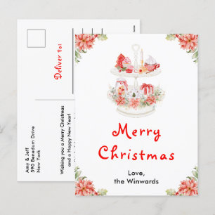 Holiday Cookies and Cocoa Red Merry Christmas Postcard