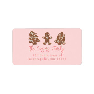 Holiday Cookies Return Address Label Pink