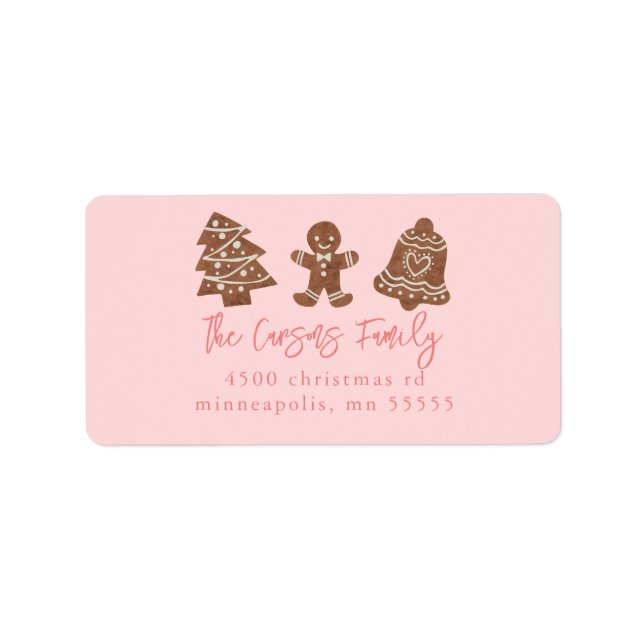Holiday Cookies Return Address Label Pink (Front)