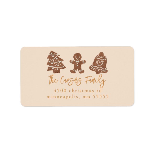 Holiday Cookies Return Address Label Yellow (Front)