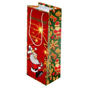 Holiday Cookies Santa Wine Gift Bag