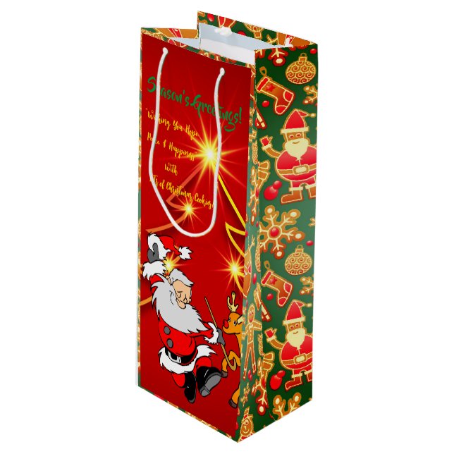 Holiday Cookies Santa Wine Gift Bag (Front Angled)