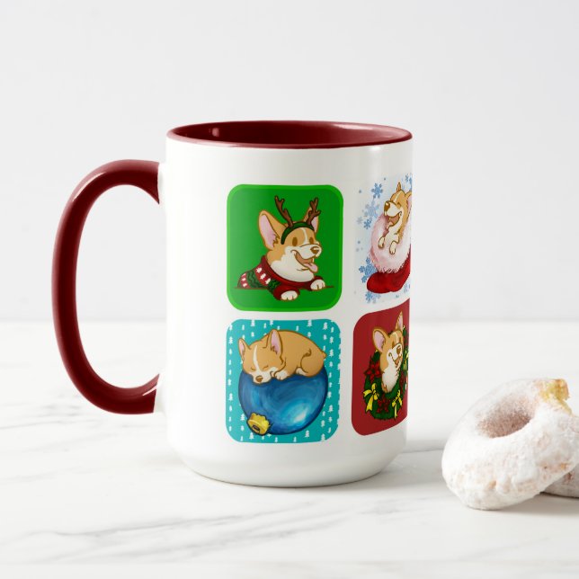 Holiday Corgis Mug (With Donut)