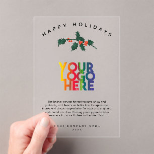 Holiday Corporate Business Logo Christmas Card Acrylic Invitations