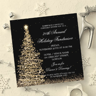 Holiday Corporate Fundraiser Gala Gold Invitation