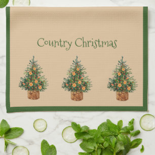Holiday Country Christmas Vintage Typography Tea Towel