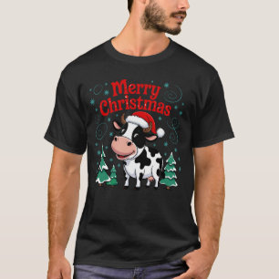 Holiday Cow Animal Christmas Tree Lights Farmer Fa T-Shirt