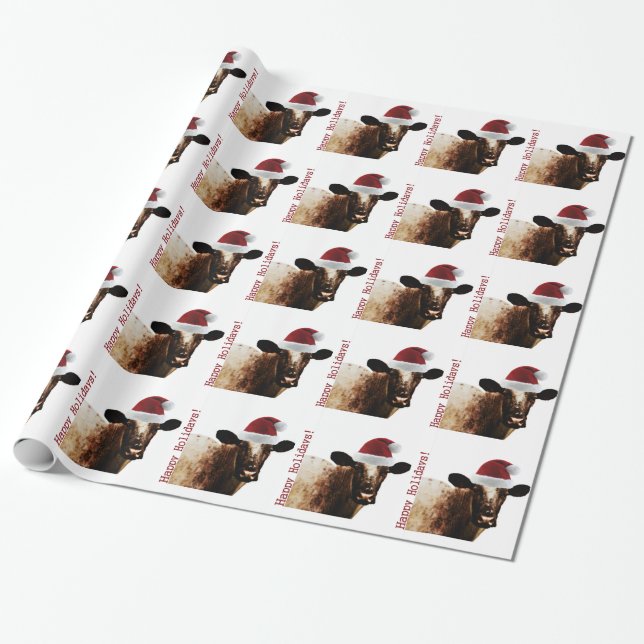Holiday Cow Wrapping Paper (Unrolled)