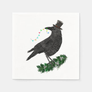 Holiday Crow with Top Hat Napkin