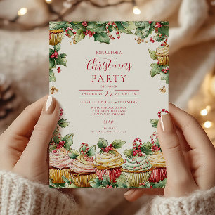 Holiday Cupcake Cheer Christmas Invitation