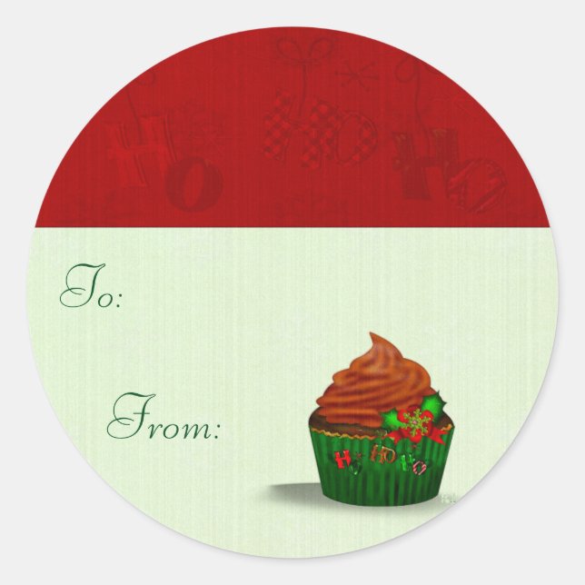 Holiday Cupcake Whimsey To From GIFT 2 Classic Round Sticker (Front)
