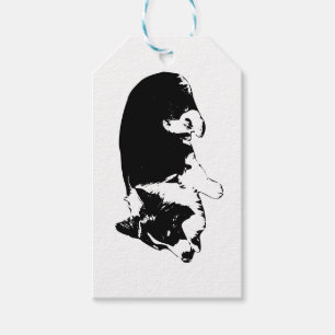 holiday curl tag, corgi gift tags
