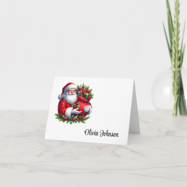 Holiday Custom Name Folded Note Cards (Front)